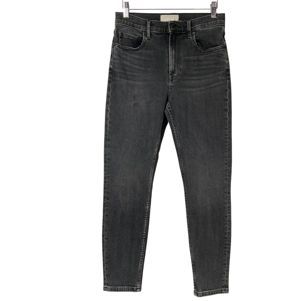 Everlane Washed Black Skinny Jeans 28 Ankle High Rise Slim Fit Stretch Denim